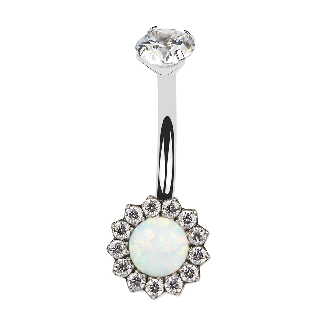 Eternal Metal Astm F136 Titanium Synthetic Opal Belly Bar Piercing Jewelry 1
