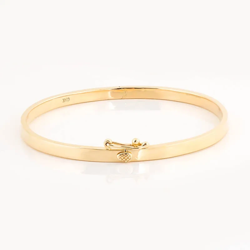 3mm 14k Solid Yellow Gold Oval Bangle Bracelet Stacker Bracelet Flat Plain Sturdy Bangle Fine Gold Jewelry For Gift 1