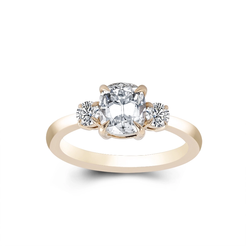 Provence bijoux 14k jaune or def couleur Moissanite 1.5ct 6 * 7 mm coussin omc pierre principale 1