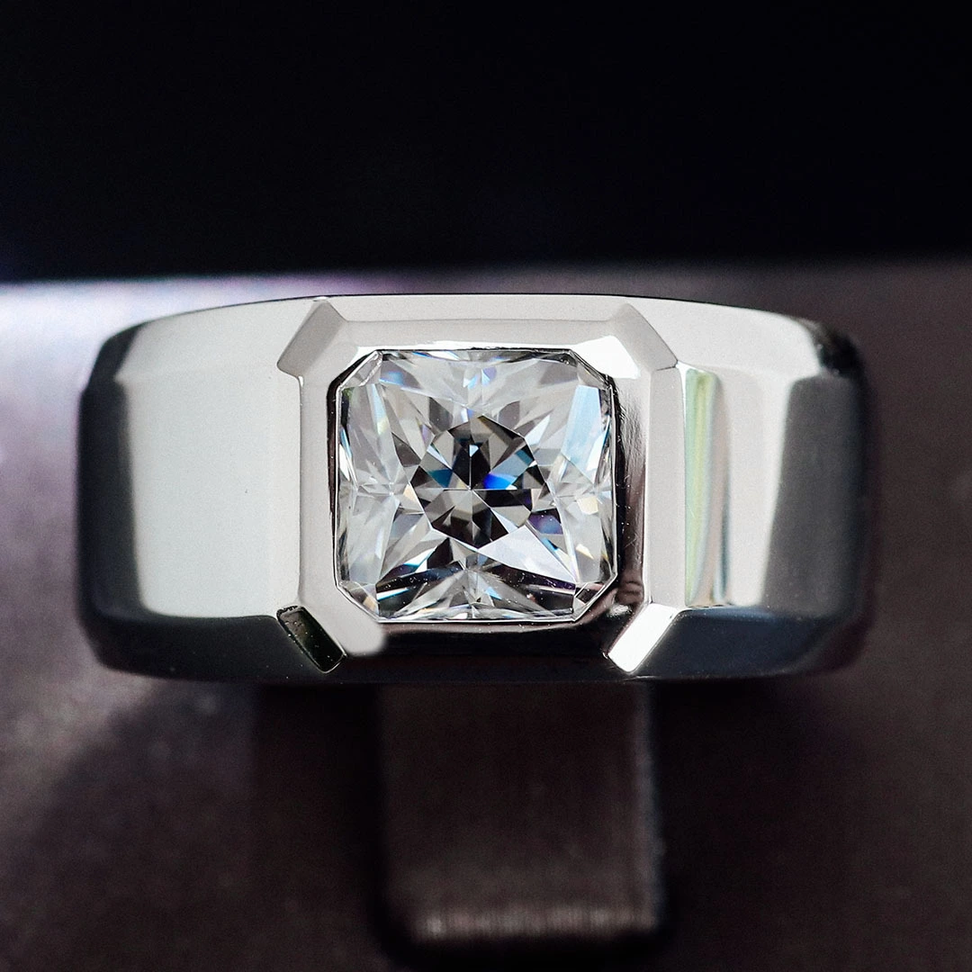 Bagues et alliances Provnece Custom en argent 925 ou or massif 14 carats, bague antique en moissanite pour homme taille Asscher 1
