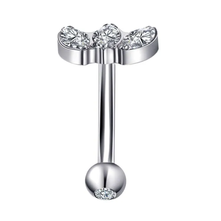 Eternal Metal Astm F136 Titanium Three Marquise Eyebrow Ring Piercing 1