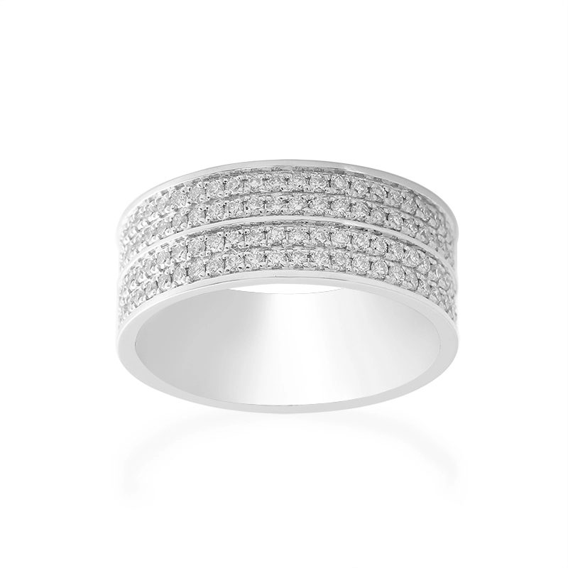 Modest Diamond Wedding Band de 14k Gold Diamond Men Ring Laborador de diamantes adultos Banda plana para hombres Exquisitos joyas 1
