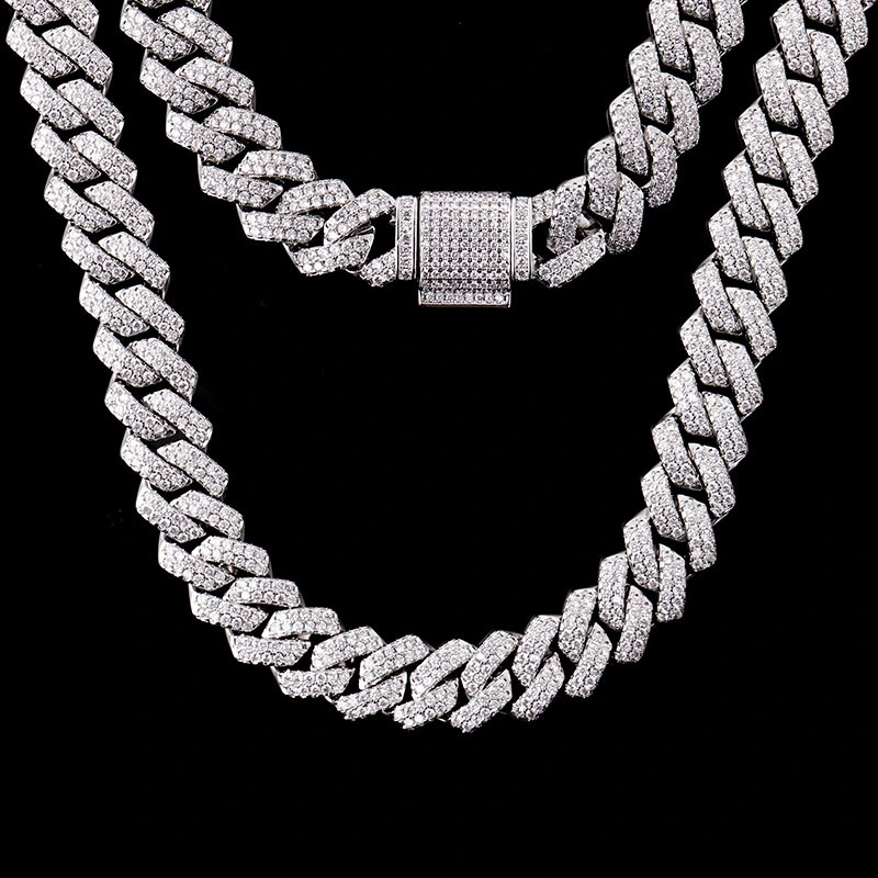 Venta caliente de 10k Gold White Chain Cuban Jewelry Collares de joyería Fina de 1.3 mm Collares de joyas de moda de moissanite 1