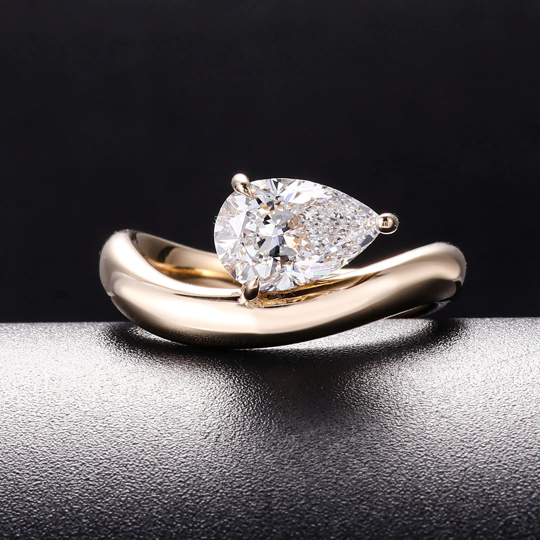 Provence Jewelry 14k Yg/wg/rg D Color 1.2ct To 1.3ct Pear Lab Diamond Cvd Certified Engagement Ring 1