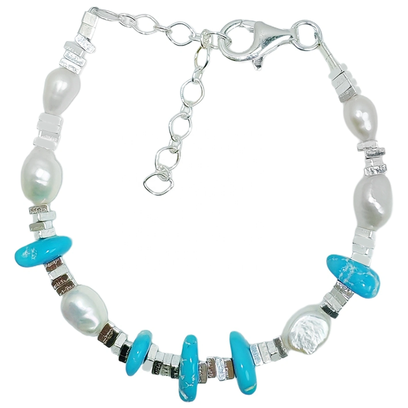 Perli Prezzjużi Bil-Bracelet Conformal Turquoise Naturali Brazzuletta tal-fidda S925 Żibeġ tal-fidda Bħala Rigal Dehbijiet popolari magħmulin bl-idejn 1