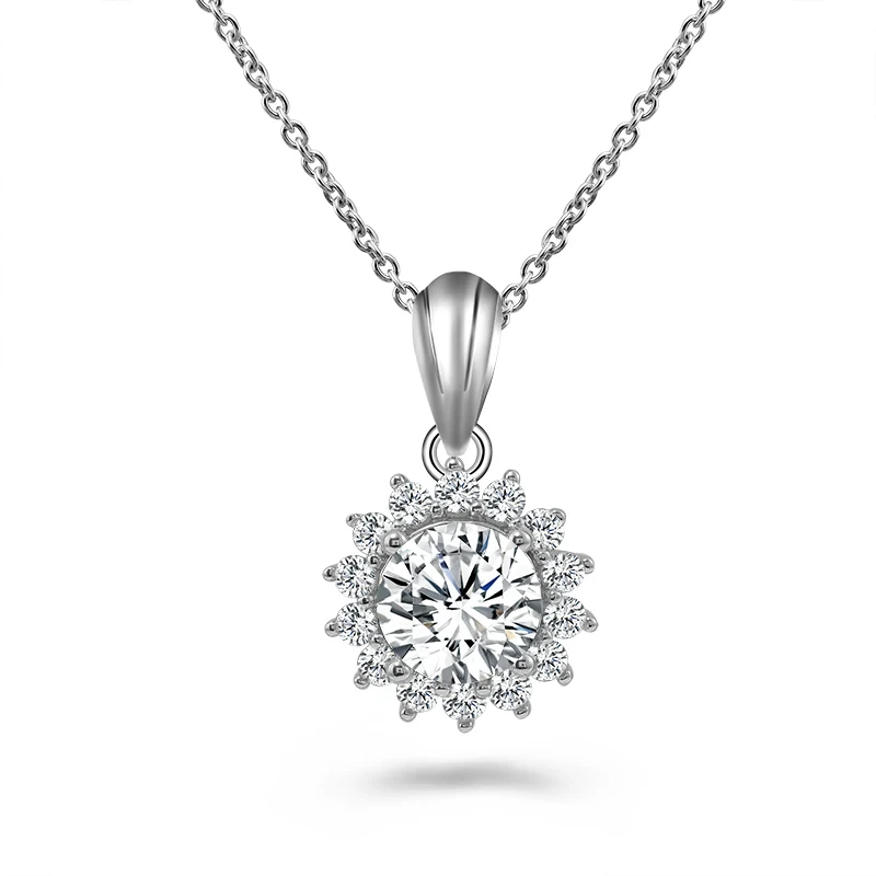 Provence Gem Sun Flower Design Def Color 1.0ct Collier pendentif diamant Moisanite en stock 1