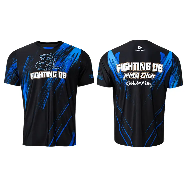 2025 Sublimation Clóbhuailte Mma Tee Quick Dry Men Fight Gear Custom Lógó Mma Training Top No Gi Grappling Jiu Jitsu Bjj Shirt 1