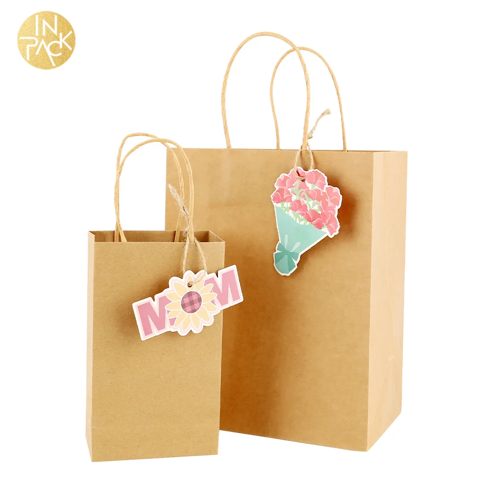 Luxury Brown Kraft Gift Bag with Tag - Customizable Size & Logo 3