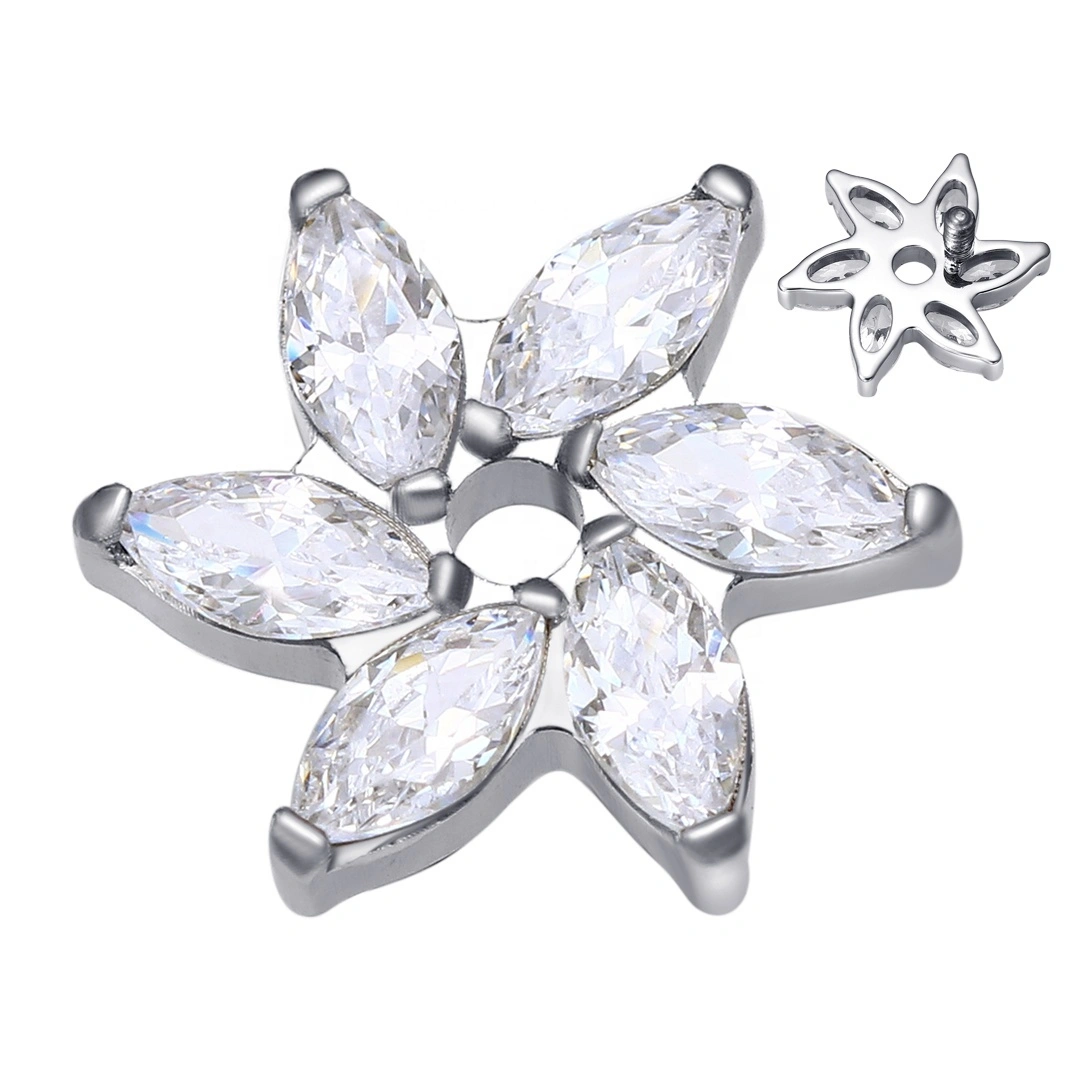 Eternal Metal Astm F136 Titanium Internally Threaded Tops With 5 Marquise Cz Piercing Jewelry 1