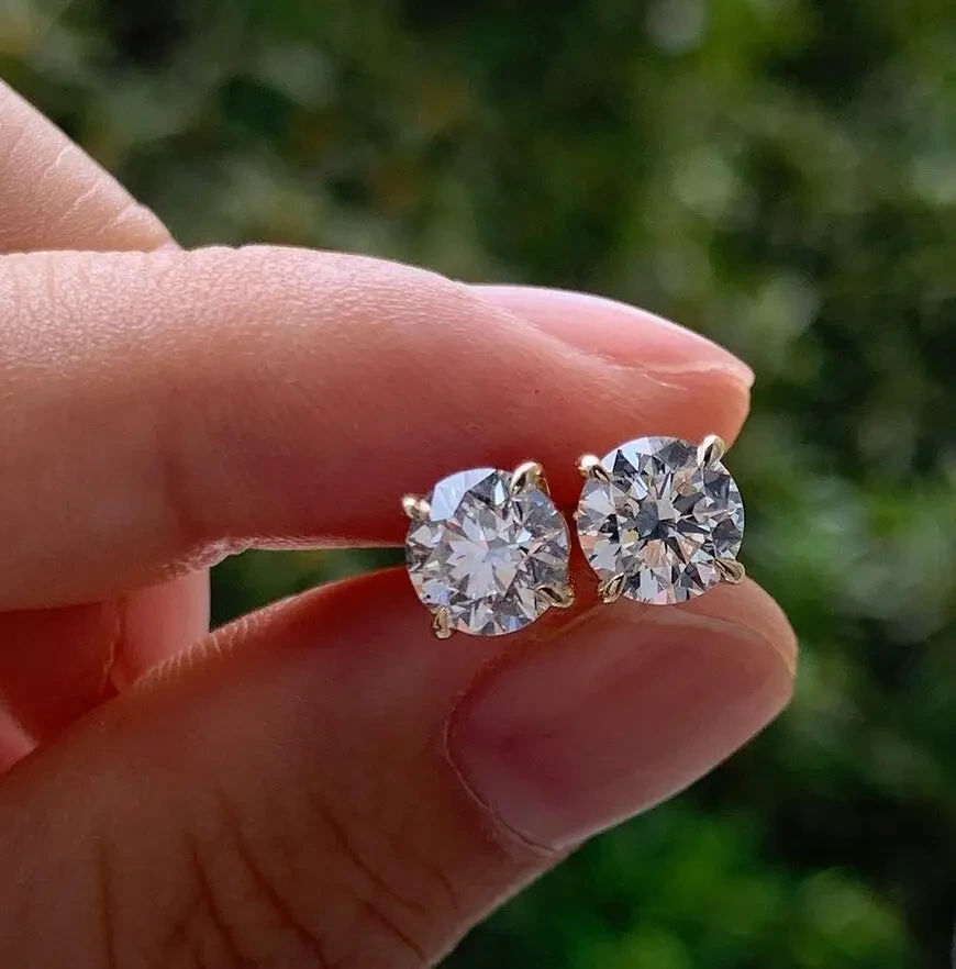 Fine Jewelry Earrings Drop Ship14k Gold Lab Grown Diamonds 2ct Per Pair Cvd Diamond Earring Woman Luxury Gold Earrings Jewelry 1