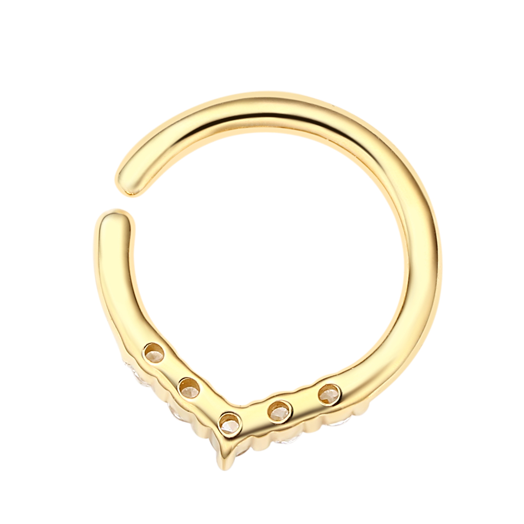 Eternal Metal 14k Solid Gold Frontside 5a Cz Paved Seamless Ring Ear <000000> Nose Hoop Ring Belly<000000>labret Piercing Jewelry 6