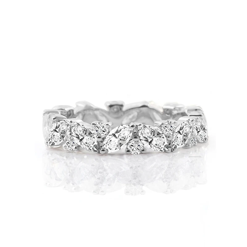 9k/10k White/yellow/rose Gold Def Lab Grown Marquise&round Shape Diamond Ring Band Sit Flush Engagement Ring 1