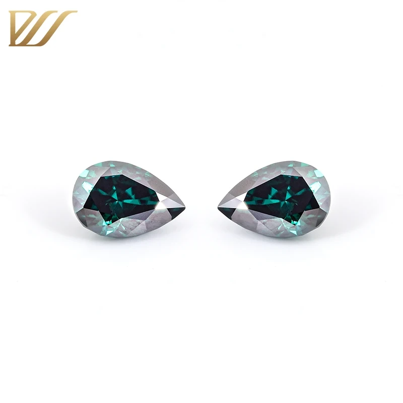 Green Pear Cut Moissanite Gra Certificate Wholesale Loose Gems Stones Color Vvs1 5x7 6x8 7x10 Loose Diamonds Stone Moissanite 1