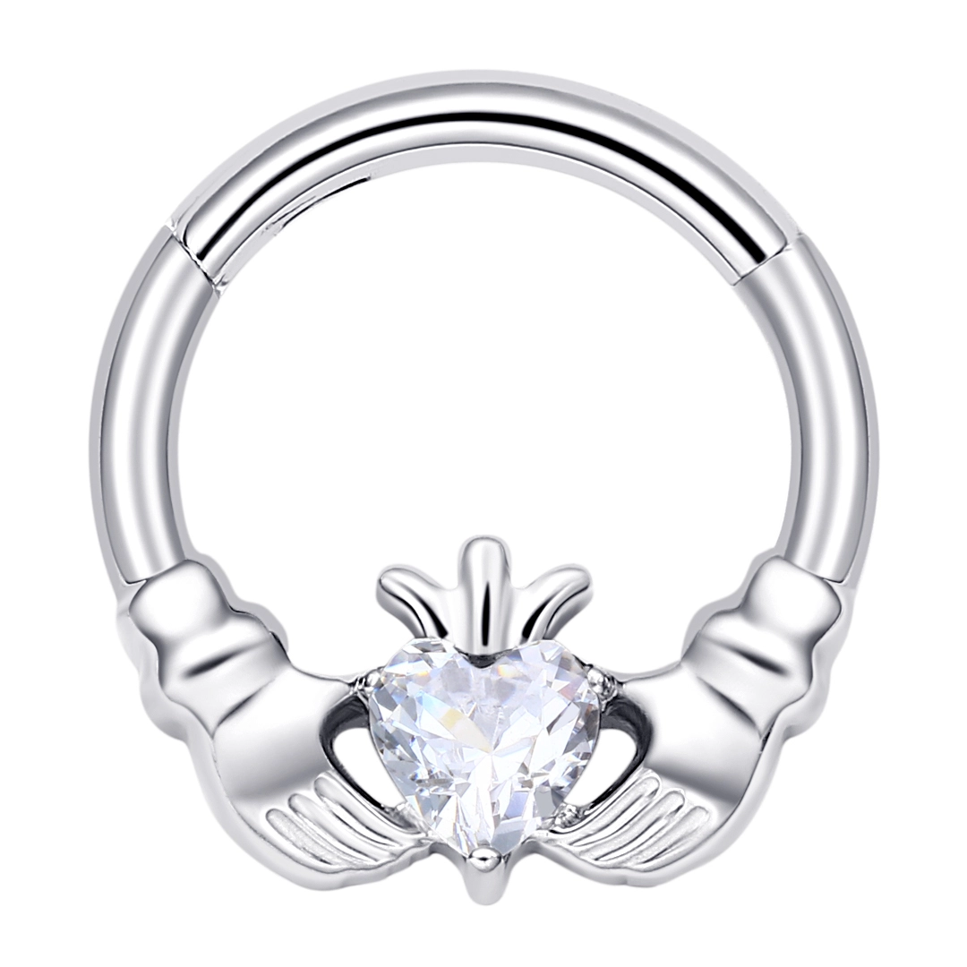 Eternal Metal Astm F136 Titanium Delicate Unique Hinged Segment Hand And Heart Shape Clicker Peace Piercing Jewelry 1