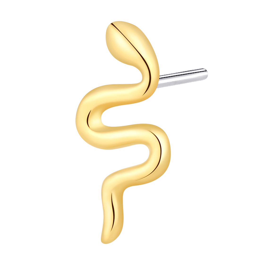 Eternal Metal 14k Solid Yellow Gold Snake Cartilage<000000>helix Piercing Ear Jewelry Threadless Push In Ends Tops 2