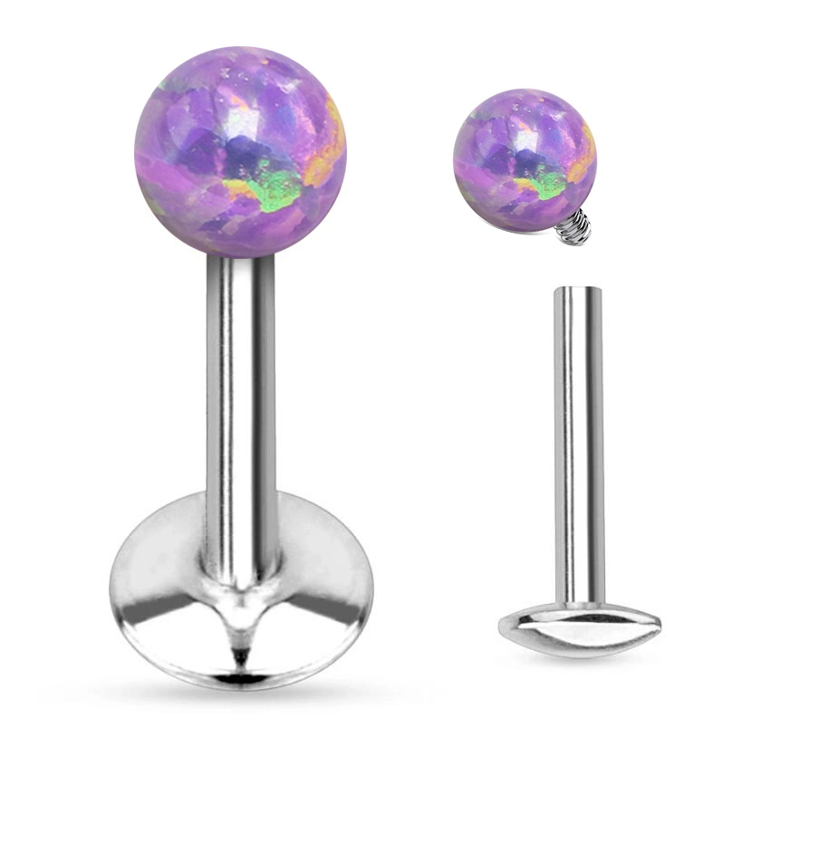 Eternal Metal Astm F136 Titanium Threaded 0.9mm Thread Opal Ball Dermal Labret Piercing Tops Body Jewelry 1