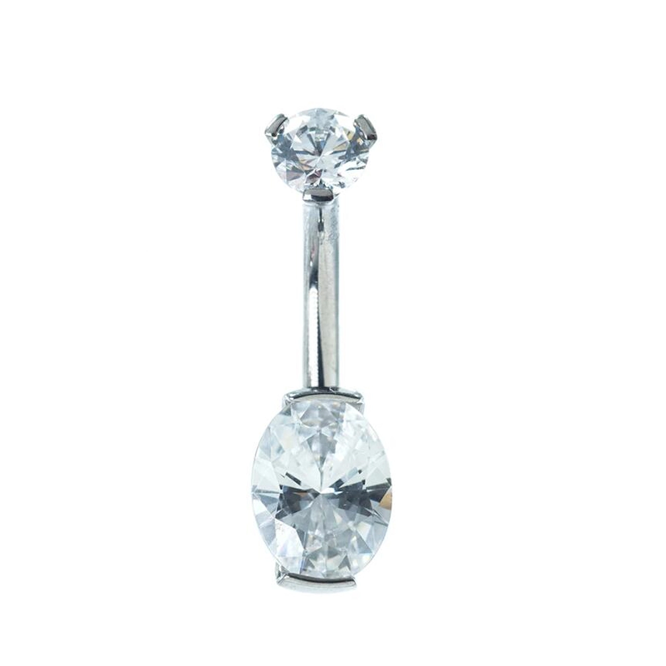 Eternal Astm F136 Titanium 14g 3/8inch 1.6x10mm Navel Oval Cz Belly Piercing Ring 1