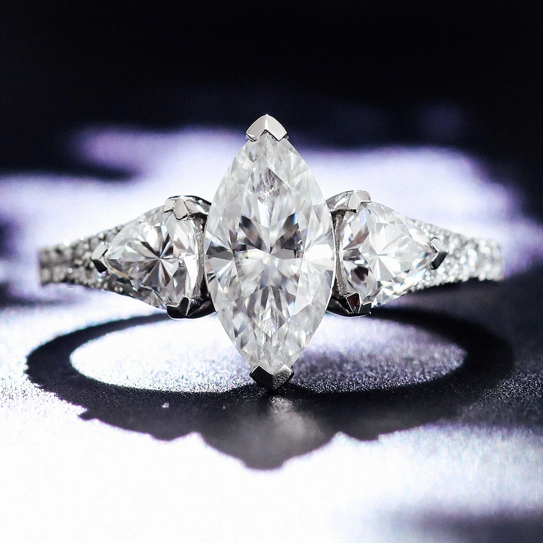 Marquise Cut Fine Jewelry Engagement Wedding Rings Platinum Vvs Clarity Moissanite Diamond Rings For Women Men 1