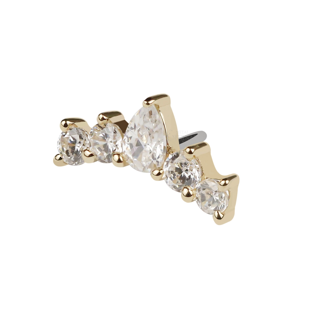 Eternal Metal 14kt Yellow Gold Threadless Teardrop Clear Cz Top Piercing Jewelry 1