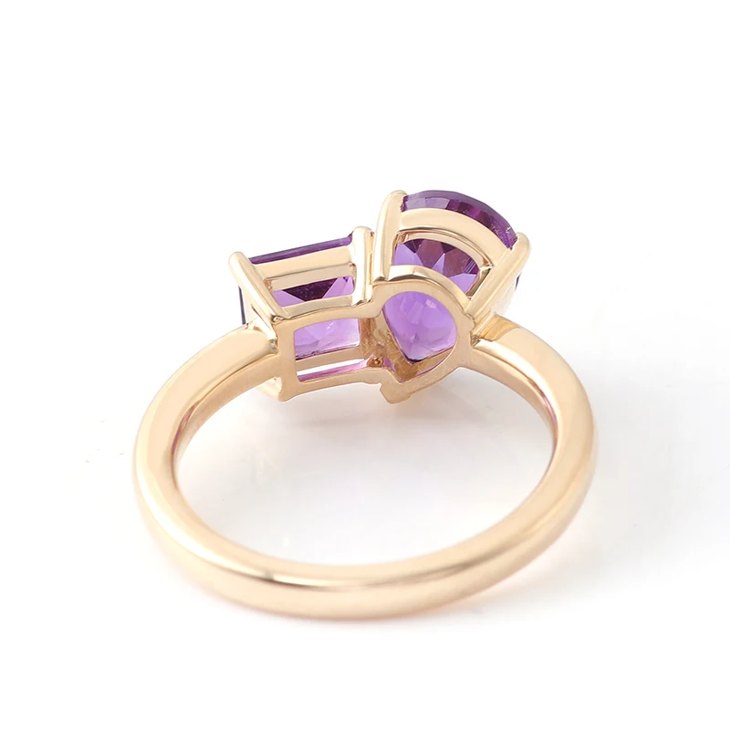 Gemstone Jewelry Two Tones Of Diamond Pear<000000>princess Cut Amethyst Engagement Ring In 14k Yellow 10