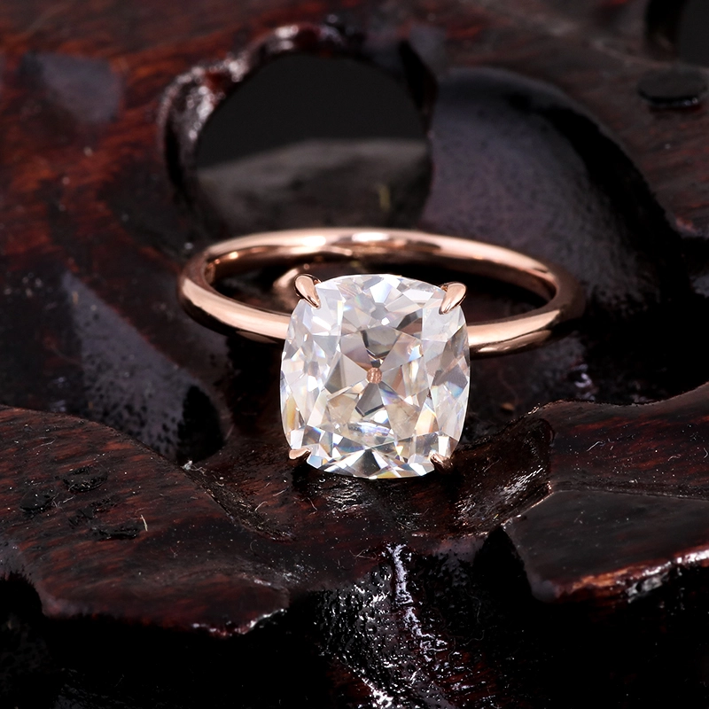 Wholesale Vvs Moissanite 10k 14k 18k Real Gold Engagement Eternity Rings Women With Moissanite Diamond Cushion Cut Ring 1
