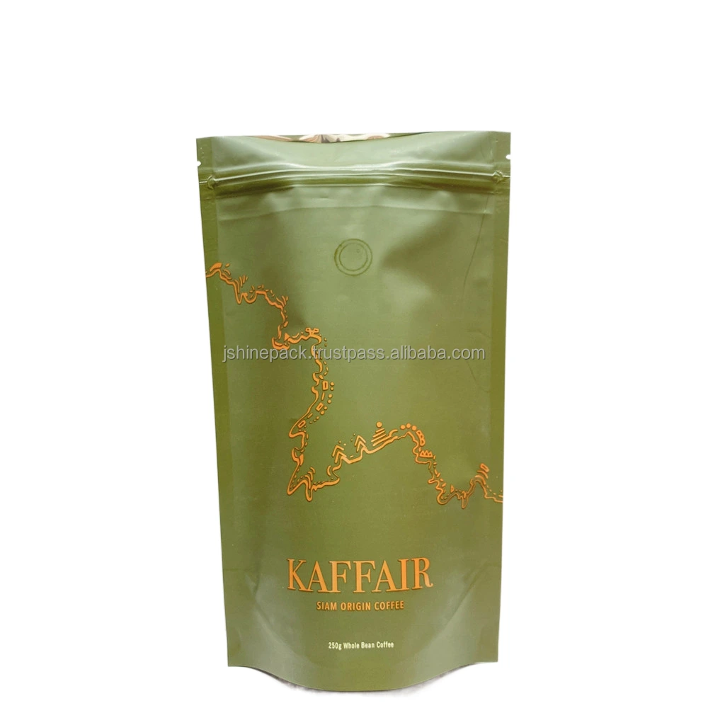 Kundenspezifischer Kaffeebohnenbeutel aus Aluminiumfolie mit wiederverschließbarem Ventil, feuchtigkeitsbeständig 1