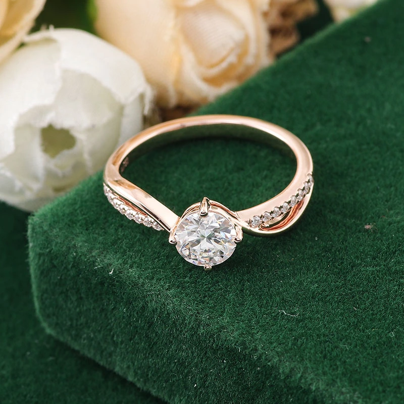 Fine bijoux femmes charmant style 18k rose or 1 carat def Moissanite Diamond Rague de mariage Bague de mariage 1