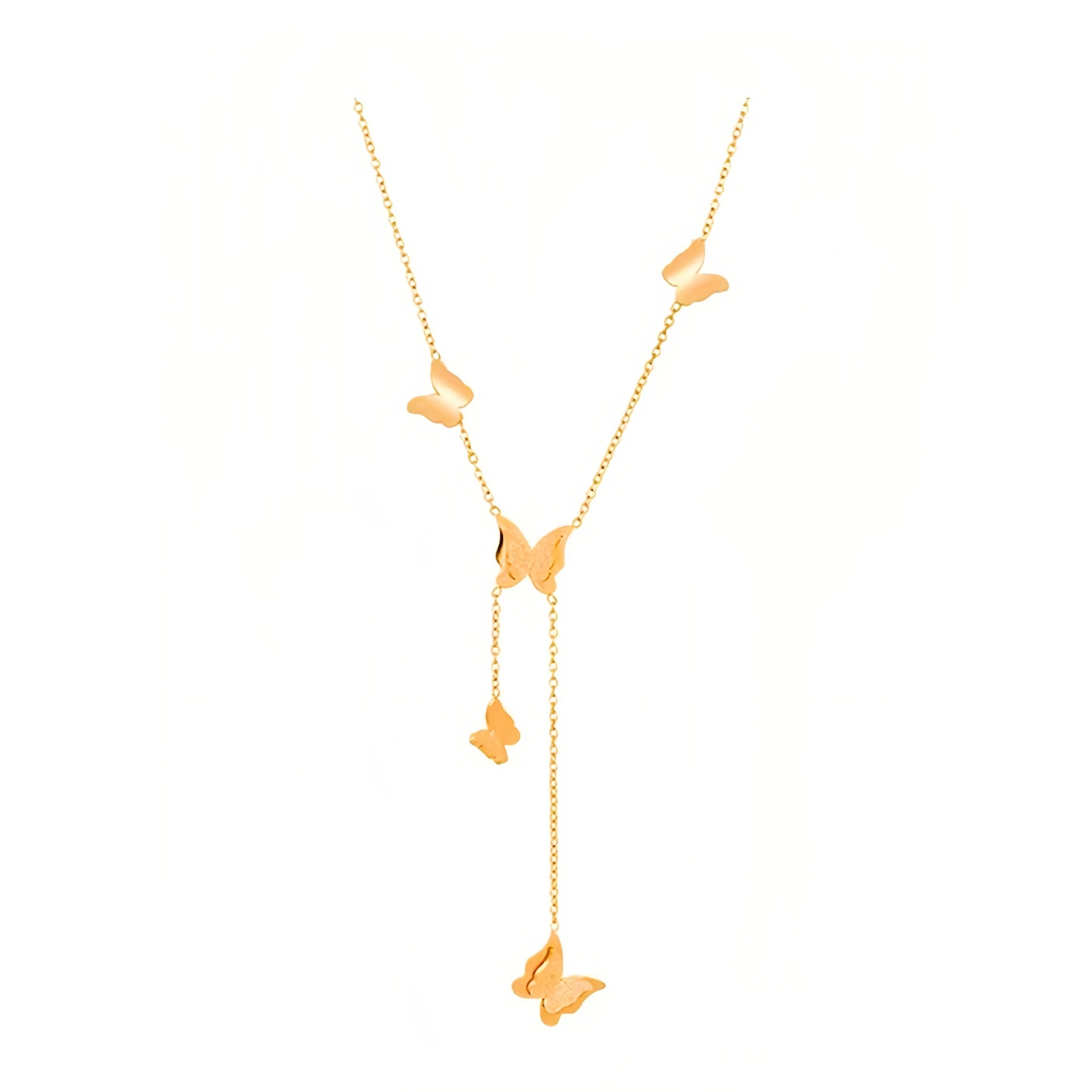 Wholesale Of New Butterfly Sandblasted 18k Stainless Steel Necklace For Women's Light Luxury Collarbone Chain Sweater Chain 1