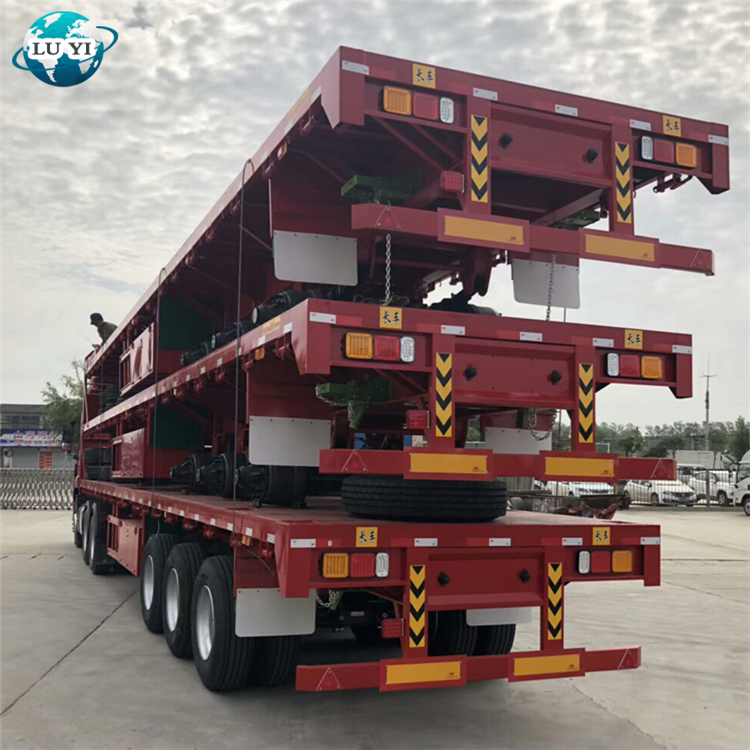 30 Ton 40ft/50ft 3-Axle Flatbed semi-trailer w/ Container Locks 1