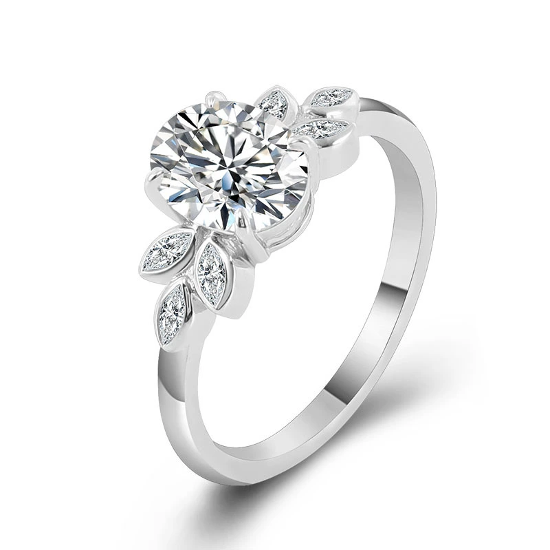 Anillo de compromiso de lujo personalizado al por mayor para mujer, con moissanita de corte ovalado de 3 quilates, en oro amarillo/blanco de 18 k 1