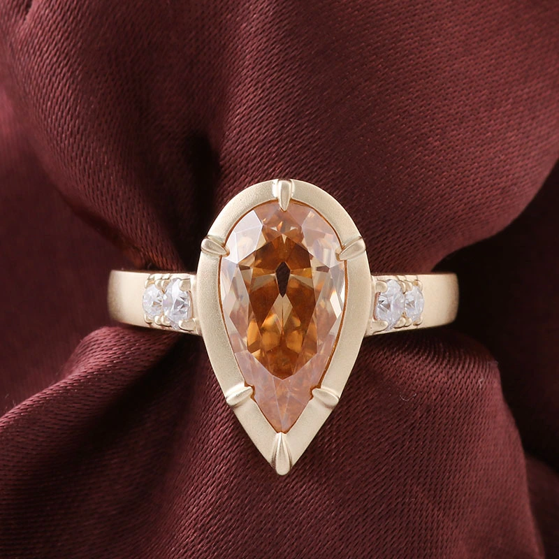 Provence 10k anneau d'or jaune champagne champagne coupé la bague de fiançailles Moisanite Bague de bijoux fins pour amant 1