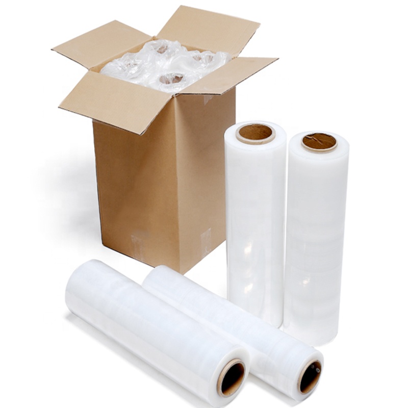 Film di elasticizzazione a mano di alta qualità in plastica Poly lldpe Shrink Wrap Film di imballaggio 7