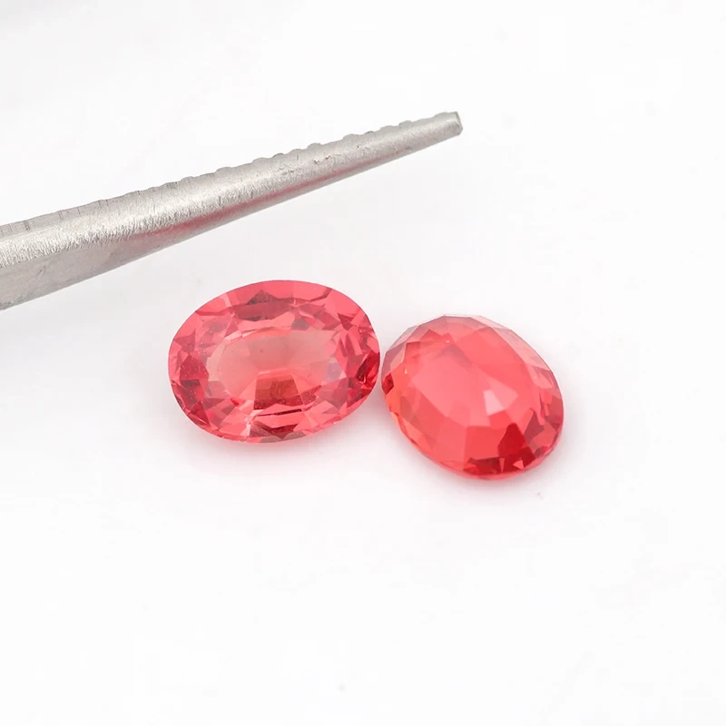 Zafiro cultivado en laboratorio de Provenza, color rojo, paparacha, corte ovalado, 1, 2 y 3 quilates, para anillos de compromiso y boda para mujer. 1