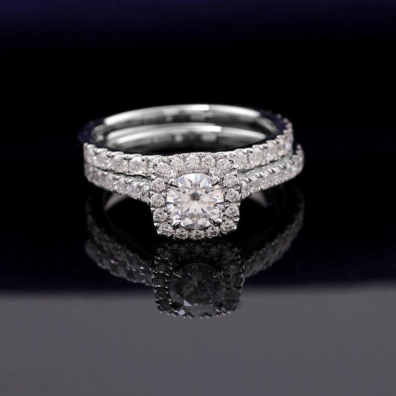 Anillo de anillo Provenence Corte redondo MOISSANITE Halo Anillo de venta de halo joyas de oro blanco de 14k anillo de oro blanco 1