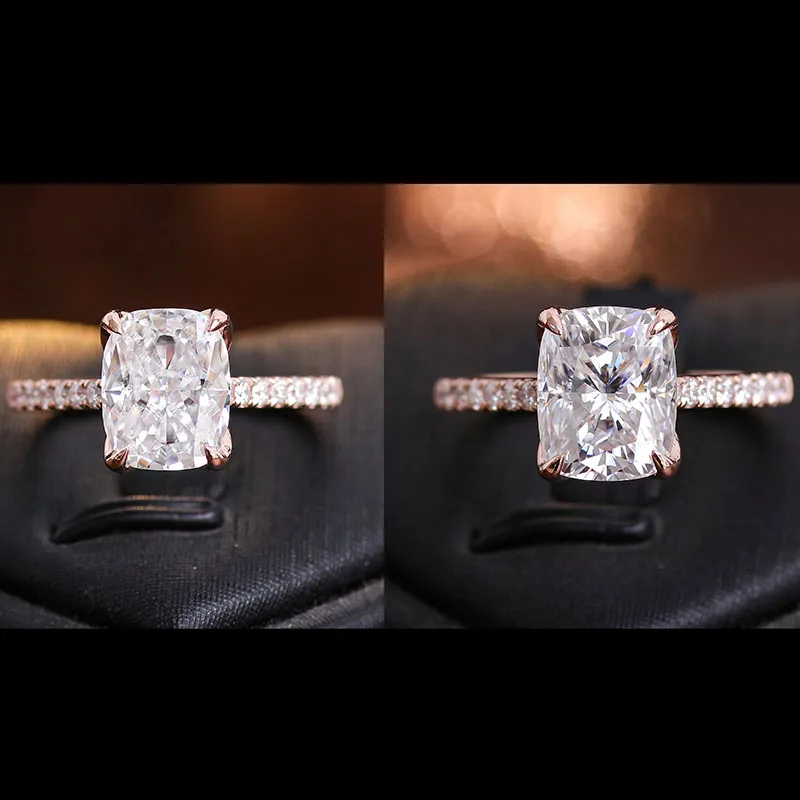 D Vvs Ring 18k Gold Wedding Ring Custom 2ct Cushion Brilliant Cut <000000> Ice Cut Engagement Moissanite Diamond Fine Jewelry Rings 10