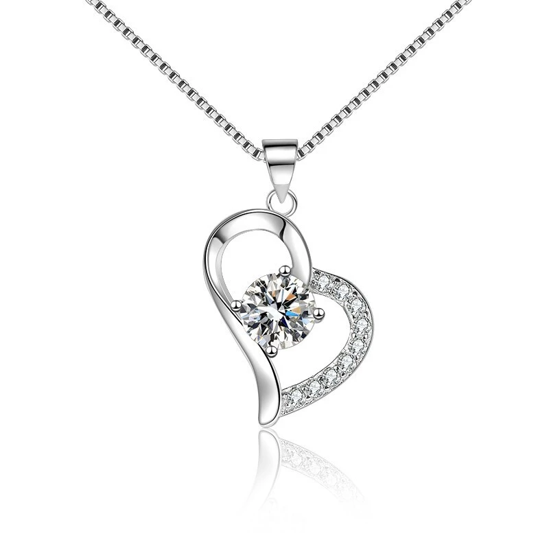 S925 Sterling Silver Necklace For Women Light Luxury Fashion Birthday Gift For Girlfriend Mosang Stone Pendant Cross Border 1