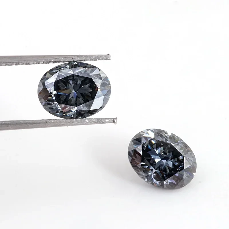 Diamant de laboratoire en moissanite grise, taille ovale, haute qualité, certifié VVS, 5 x 7 mm 1
