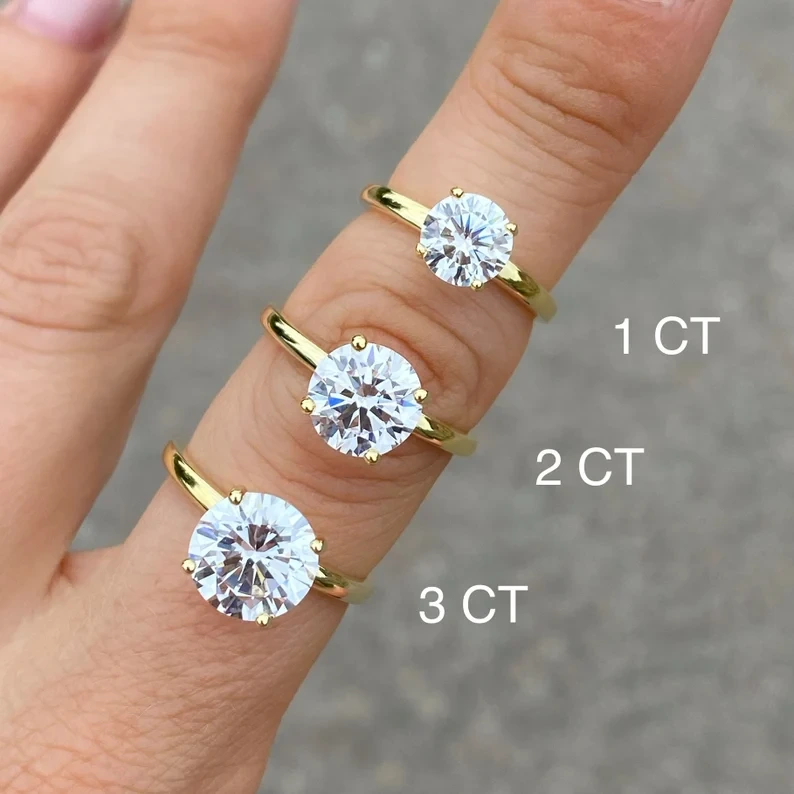 Silver S925 Wedding And Engagement Rings For Women Lab Diamond Solitaire Ring 10k/14k/18k/925 Silver Casual Rings For Ladies 1