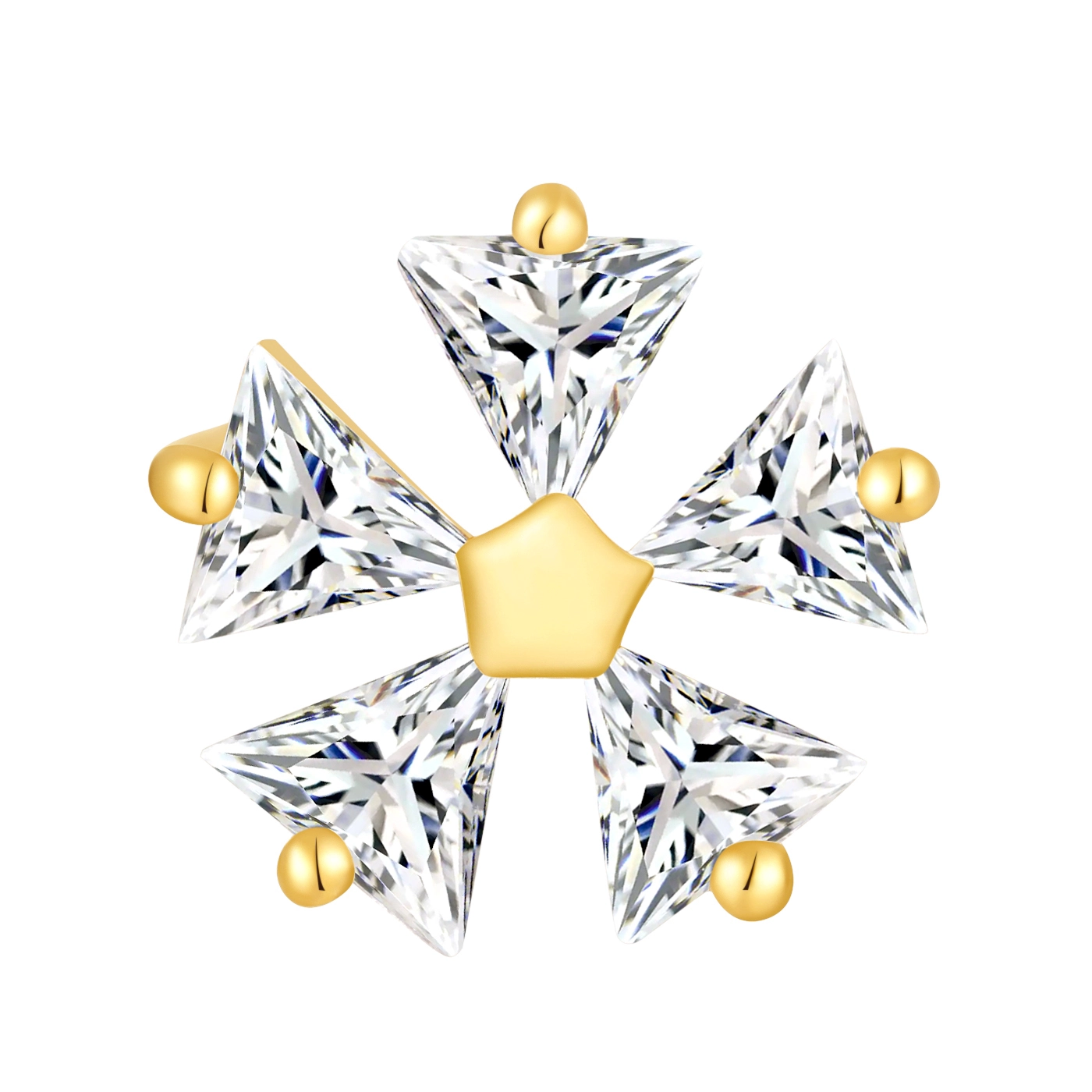 Eternal Metal 14k Solid Gold Snowflake Ear  Nose Jewelry Threadless Wedding  Engagement Ring Fashion For Parties Gift Idea 1