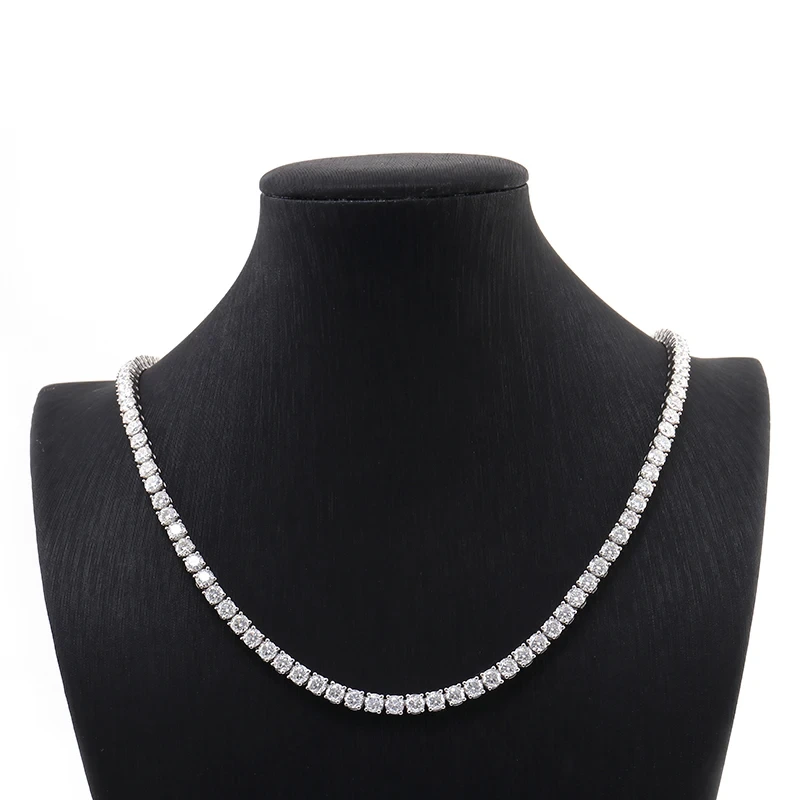 Custom Fine Jewelry Necklace 10k White Gold With Moissanite Diamond Round Cut Tennis Chain Pendant Necklace For Women Men 1