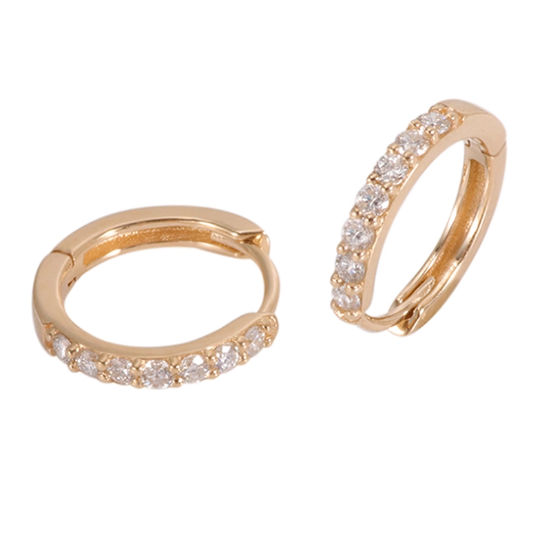 Boucles d&39;oreilles tendance en or véritable 10 carats avec diamants et moissanite 1