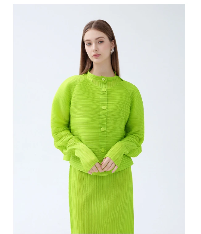 Miyake – manteau à simple boutonnage pour femme, Cardigan à manches longues pliables, couleur unie, haut décontracté, grande taille, fabricant de vêtements, nouvelle collection automne 2024 1