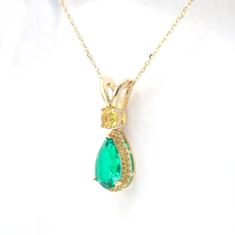Provence Jewelry Laboratory Planting Emerald Yellow Moissanite Pendant Gift Necklace Anniversary Wedding Dress Style 1