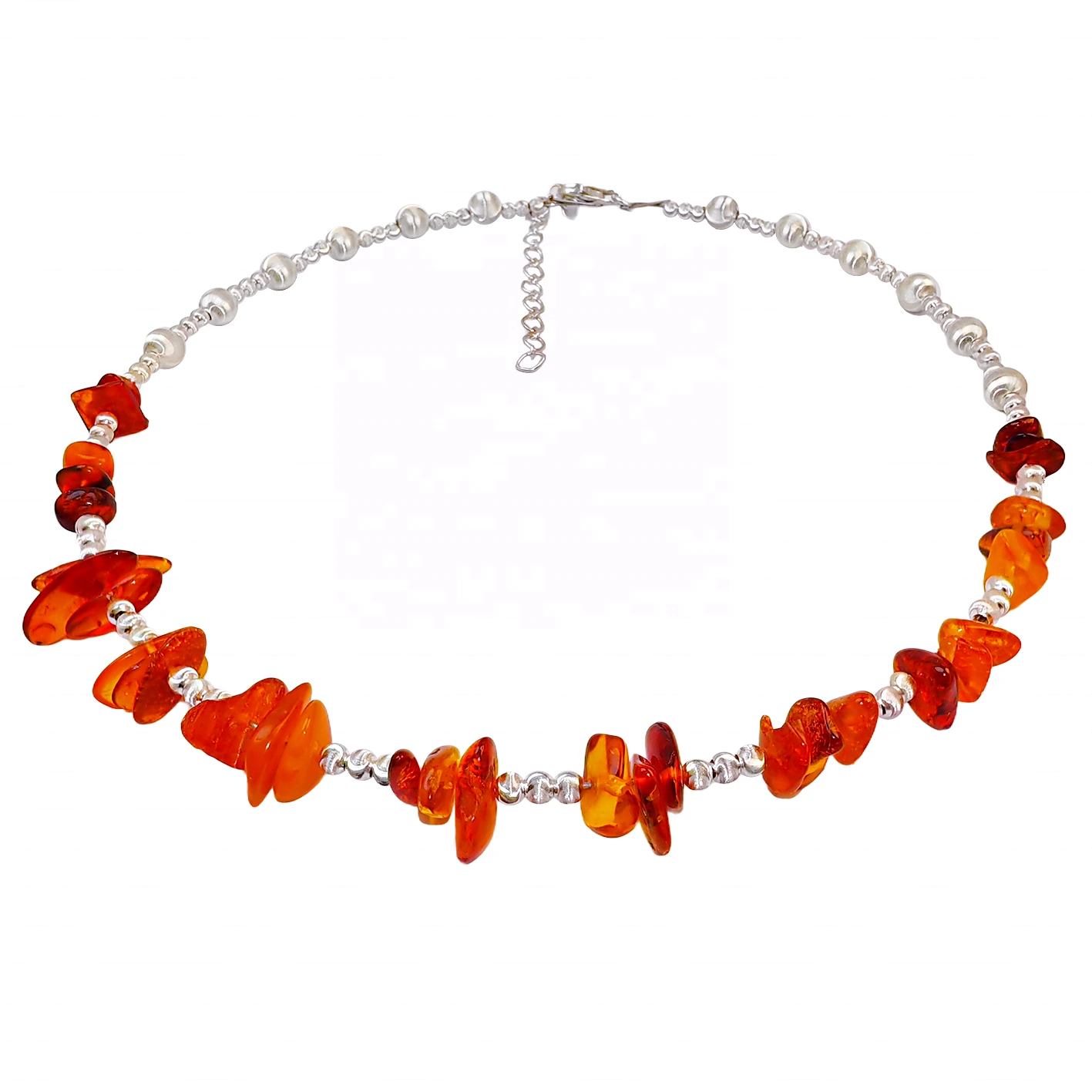 This New Chinese Style S925 Silver Necklace Strings Natural Amber And Threaded Silver Beads The Collision Between Tradition 1