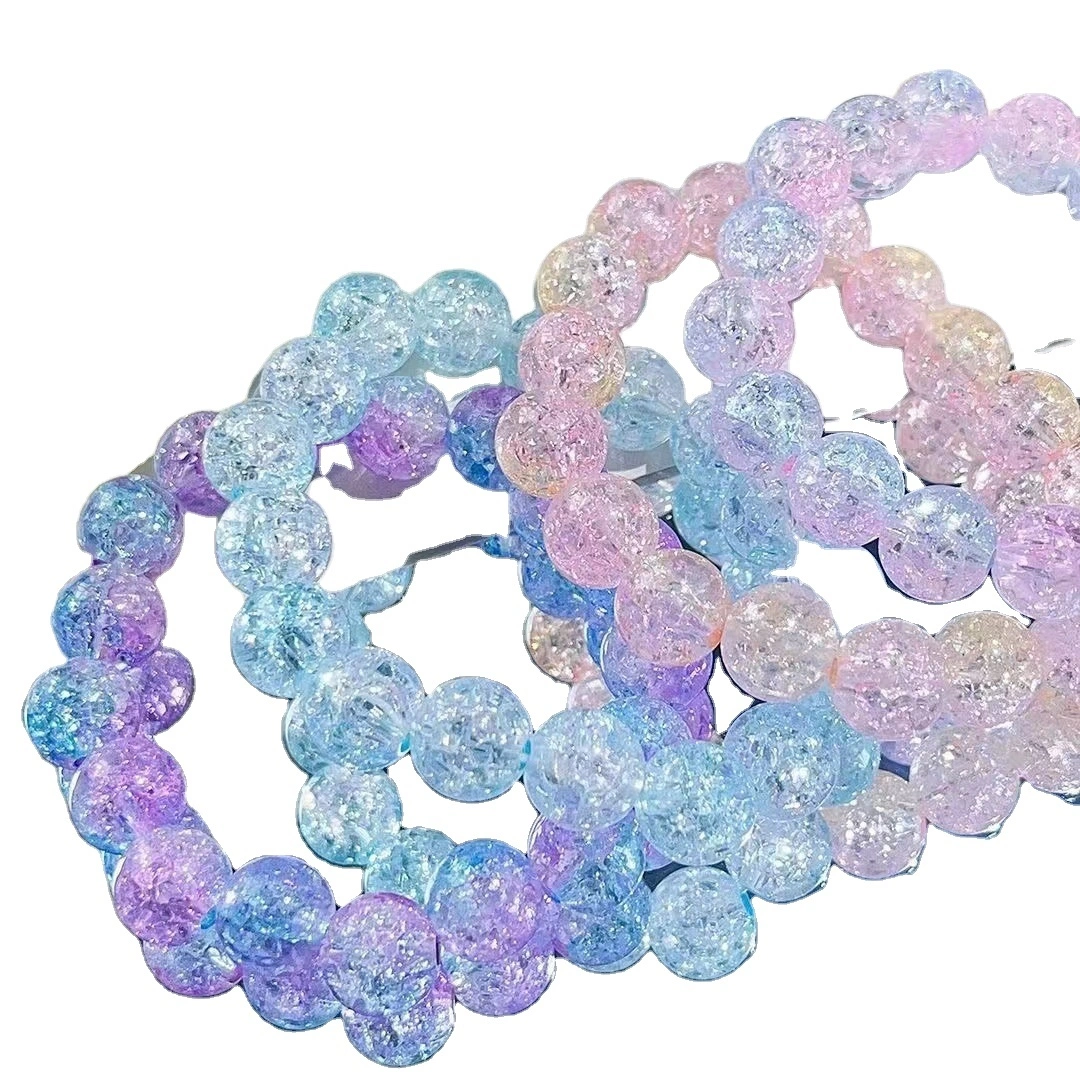 Wholesale Fashion Design Student Gift Pink Charm Glass Bead Bracelet Crystal Colored Beads Female Bracelet 1