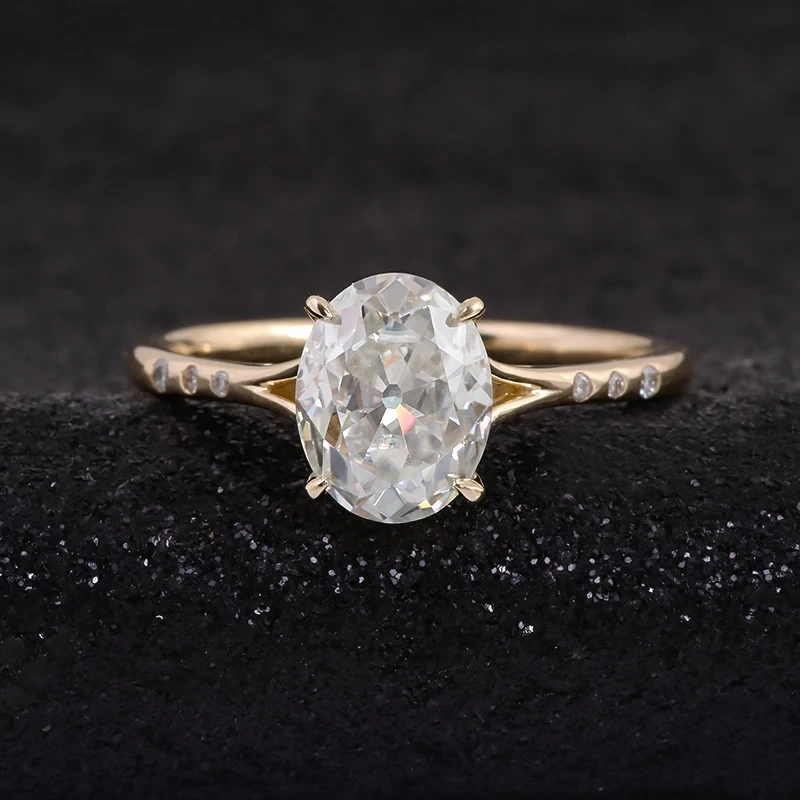 Wholesale Lab Diamond Ring Engagement Wedding Rings Jewelry Diamond Gold 18k Gold Jewelry Oval Cut 2ct Ring 1