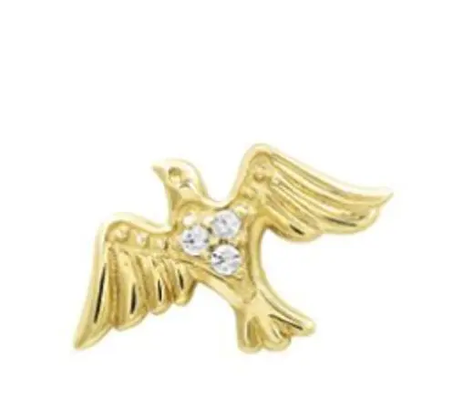 Eternal Metal Solid 14k Gold Bird Push In Labret Piercing End 1