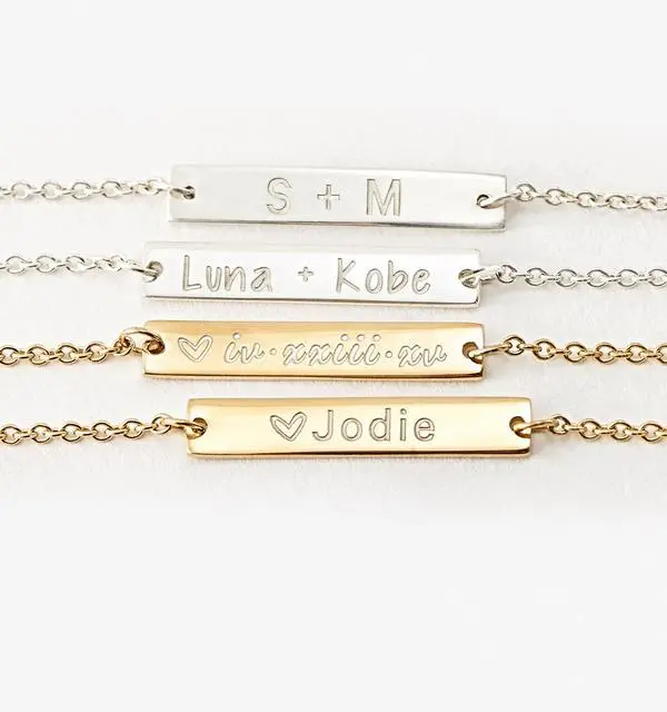 Bracelet Bar Gold Gold Gold Gold Name Gift Gift Gift With Link 925Silver Men Bracelet Gold Bar 1