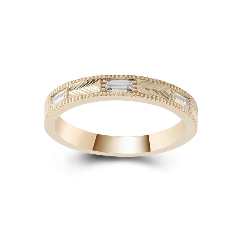 Provence bijoux baguette coupe gravée de bijoux de diamant en diamant 10 km jaune en or jaune cadeau luxe 1