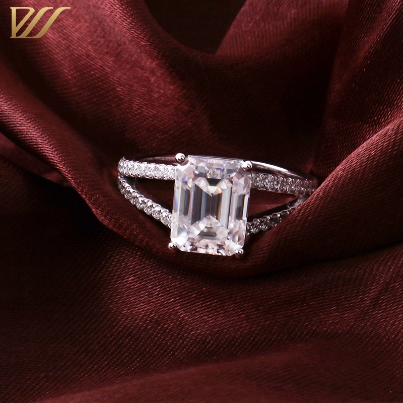 Bague de fiançailles tendance en or blanc 18 carats avec gros diamants Moissanite 1